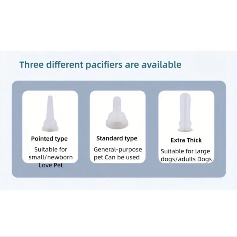 Pet Nursing Bottle Set w Spare Pacifiers Cleaning Brush & Hole Opener, 6pcs